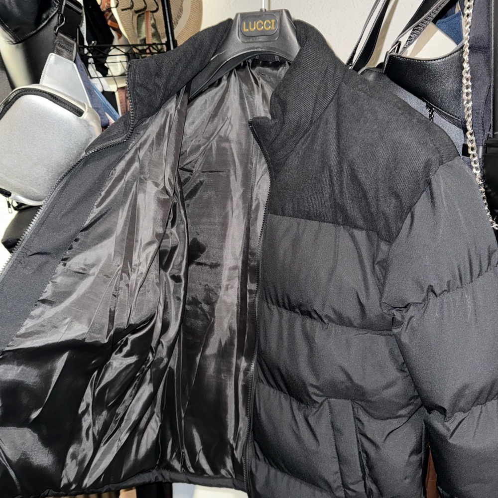 Black Puffer Jacket for Men - Picture 3 of 6